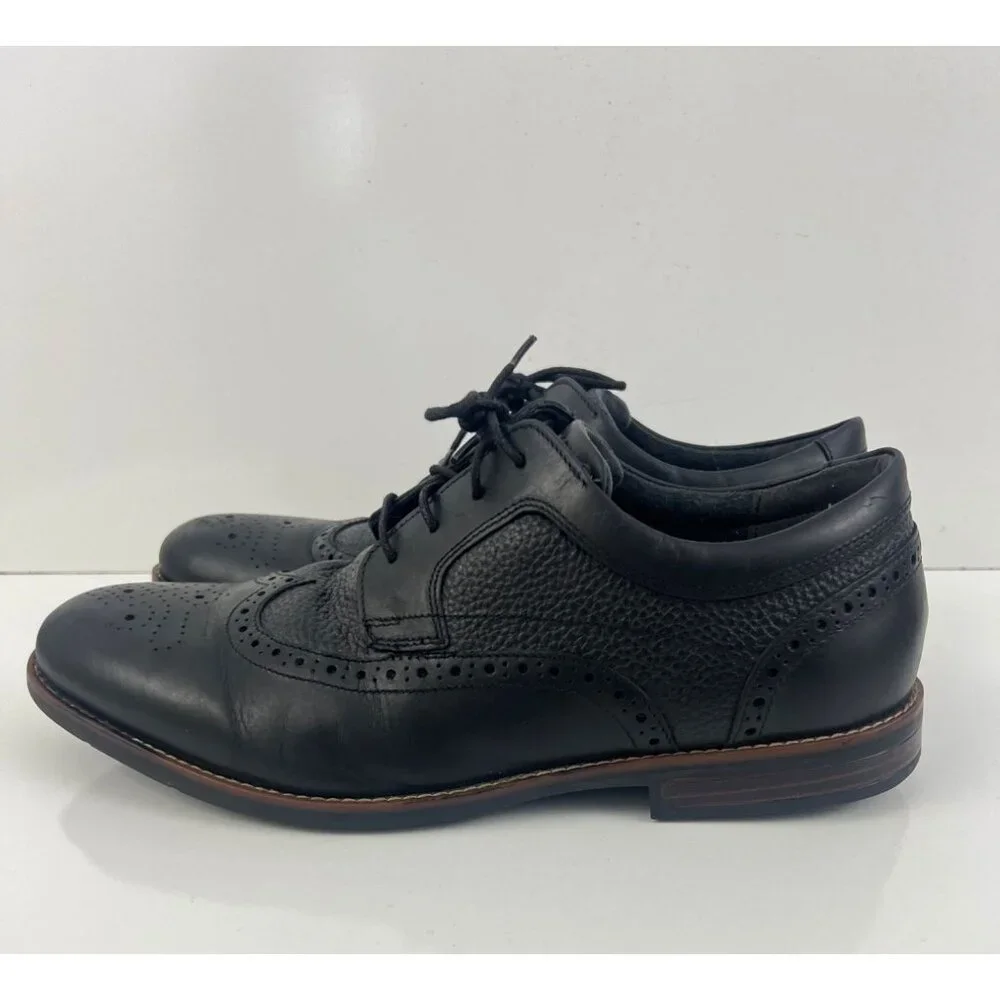 Rockport Men's Dustyn Wingtip Oxford Shoes 10.5  W Black Waterproof - Picture 5 of 9